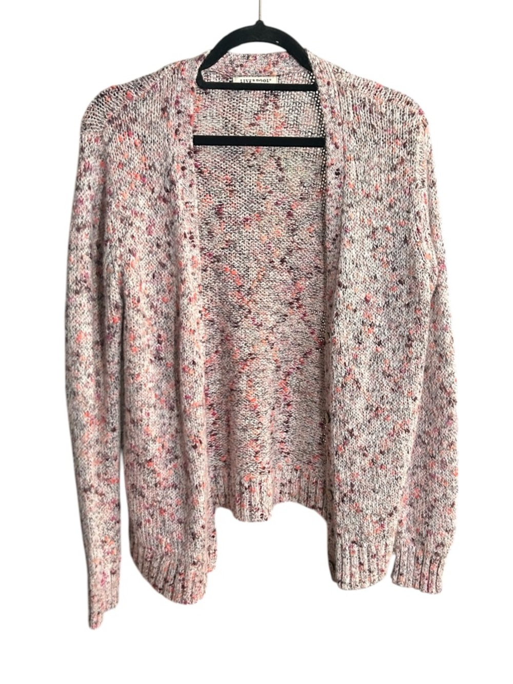 Liverpool Open-Front Speckled Cardigan Sweater - Pink Mix